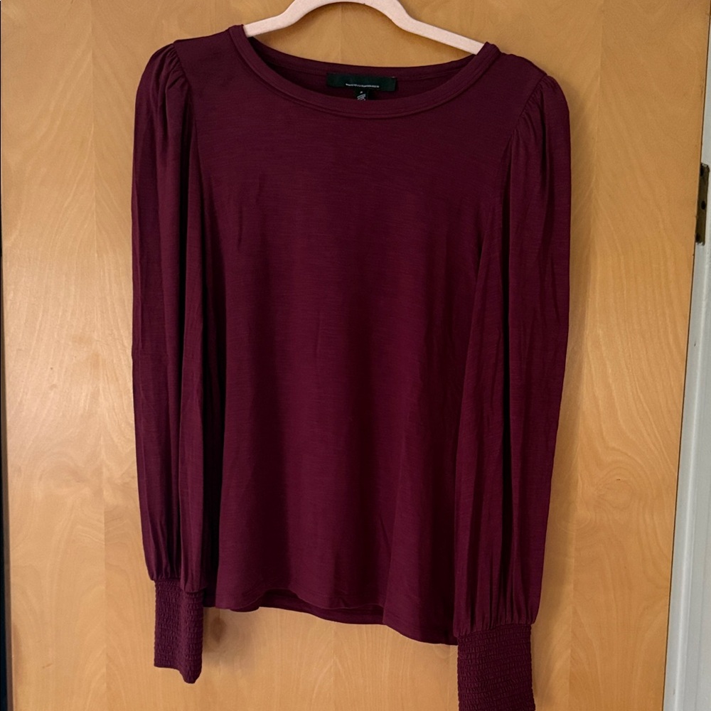 White House Black Market Burgundy Long Sleeve Top